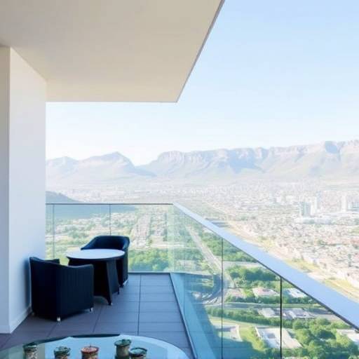 Modern apartment with balcony and city view in Cape Town